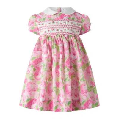 Rachel Riley Babies'  Classic Rose Smocked Dress And Bloomers In Pink