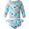 Rachel Riley Coral Reef Rashguard Set In Blue