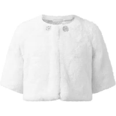 Rachel Riley Kids'  Diamonte Faux Fur Jacket In White