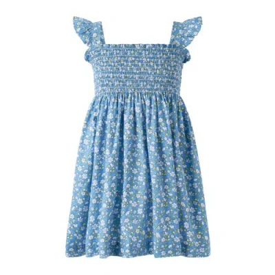 Rachel Riley Kids'  Ditsy Daisy Ruched Dress In Blue