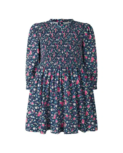 Rachel Riley Ditsy Floral Ruched Dress In Blue