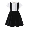 Rachel Riley Eloise Black Silk Velvet Pinafore Set