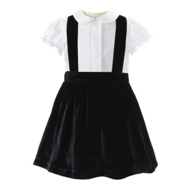 Rachel Riley Kids'  Eloise Black Silk Velvet Pinafore Set