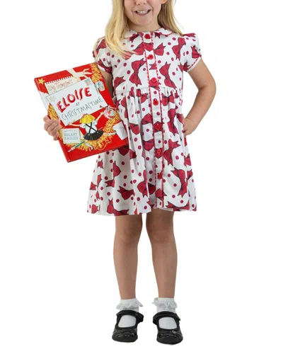 Rachel Riley Babies'  Eloise Red Bow Button-front Dress In Multi