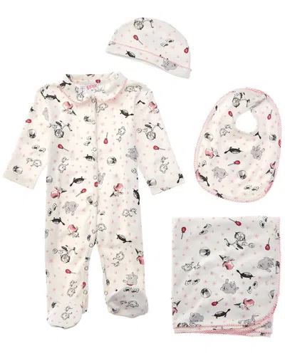Rachel Riley Eloise Toy Print Footie Gift Set In White
