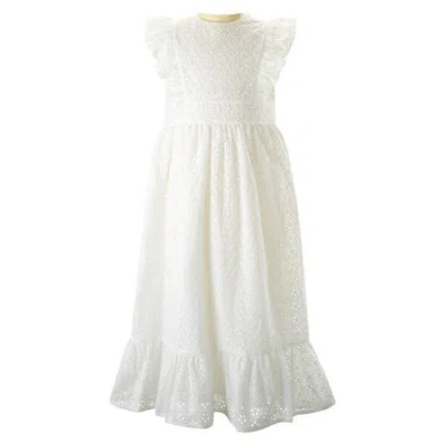 Rachel Riley Kids'  Eyelet Maxi Dress In White