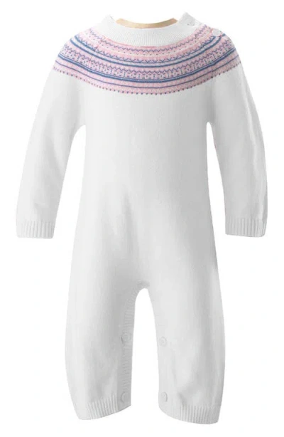 Rachel Riley Kids'  Fair Isle Cotton Sweater Romper In White