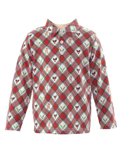 Rachel Riley Festive Fawn Polo Shirt In Red