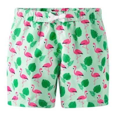 Rachel Riley Kids'  Flamingo Swim Shorts In Green
