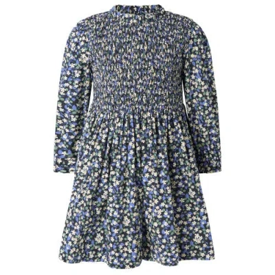 Rachel Riley Kids'  Floral Berry Ruched Dress In Blue