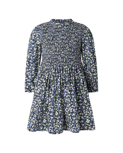 Rachel Riley Floral Berry Ruched Dress In Blue