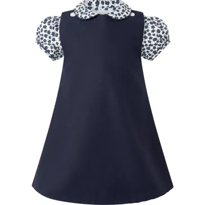 Rachel Riley Kids'  Floral Blouse Pinafore Set In Blue