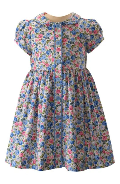 Rachel Riley Kids'  Floral Cotton Fit & Flare Dress In Blue