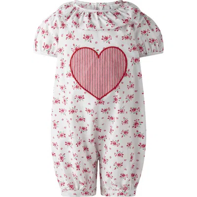 Rachel Riley Babies'  Floral Heart Applique Bubble In Red