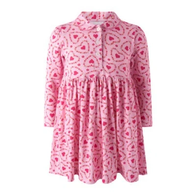 Rachel Riley Kids'  Floral Heart Jersey Dress In Pink