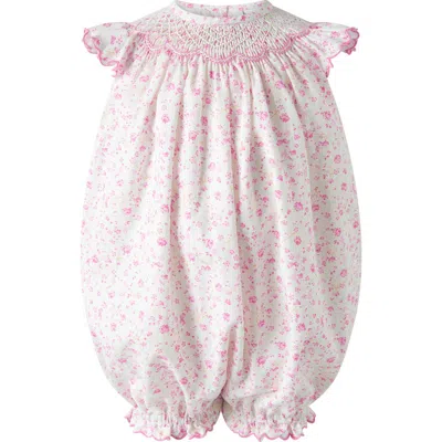 Rachel Riley Floral Smocked Babysuit In Pink