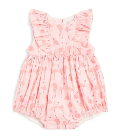 Rachel Riley Frilled Flamingo Playsuit (3 Months) In Pink