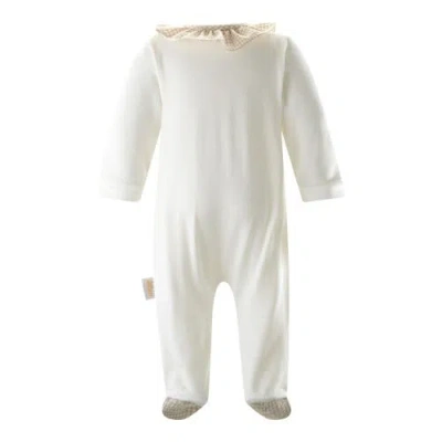 Rachel Riley Kids'  Gingham Frill Collar Babygro In Neutral