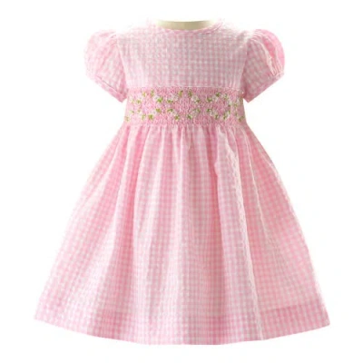 Rachel Riley Babies'  Gingham Smocked Dress & Bloomers In Pink