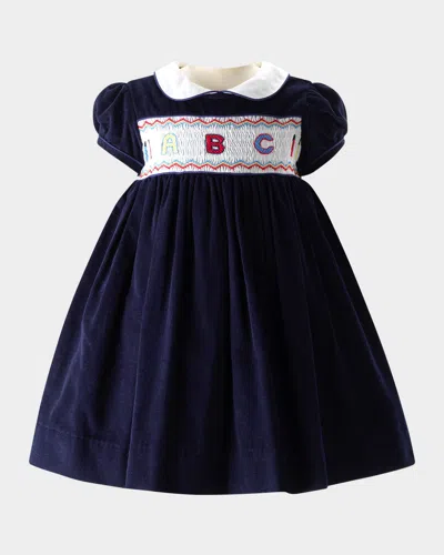 Rachel Riley Kids' Girl's Smocked Festive Dress W/ Bloomers In Navy