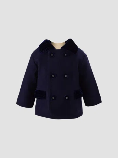 Rachel Riley Girl's Baby Girl's Velvet-trimmed Double-breasted Coat In Black