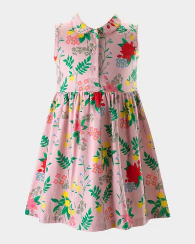 Rachel Riley Girls' Botanical Floral Jersey Dress - Little Kid, Big Kid In Pink