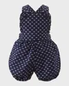 Rachel Riley Girl's Bow Dungarees In Navy