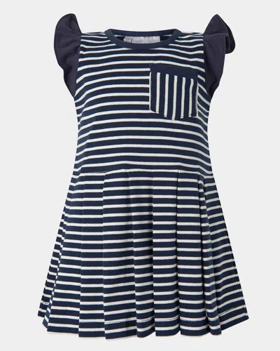 Rachel Riley Kids' Girl's Breton Striped Tennis Dress In Navy