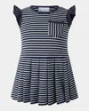 Rachel Riley Girl's Breton Striped Tennis Dress In Navy