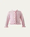 Rachel Riley Girl's Button Front Frill Cardigan In Pink