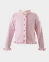 Shop Rachel Riley Girl's Button Front Frill Cardigan In Pink