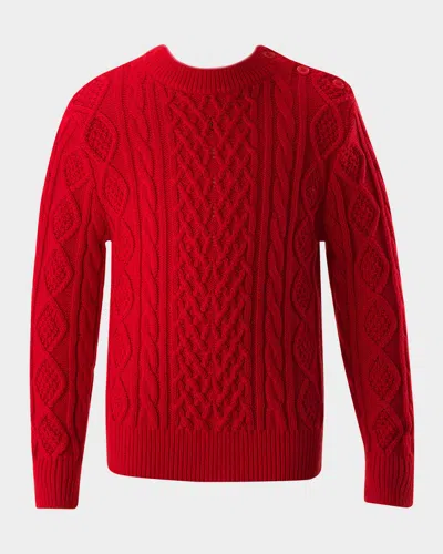 Rachel Riley Kids' Girl's Cable Knit Sweater In Red