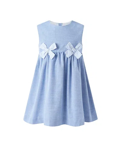 Rachel Riley Girl's Chambray Bow Dress - Little Kid, Big Kid In Blue
