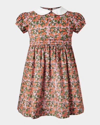 Rachel Riley Kids' Girl's Clementine-print A-line Dress In Orange
