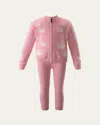 Rachel Riley Girl's Crown Intarsia Two-piece Set In Pink