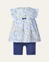 Rachel Riley Girl's Daisy Top & Shorts Set In Blue