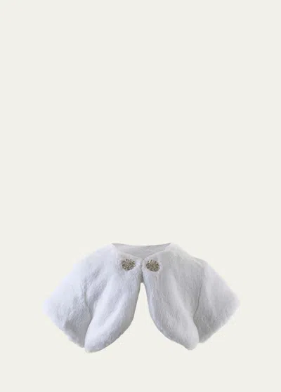 Rachel Riley Kids' Girl's Diamante Faux Fur Bolero In Ivory
