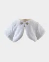 Rachel Riley Girl's Diamante Faux Fur Bolero In White