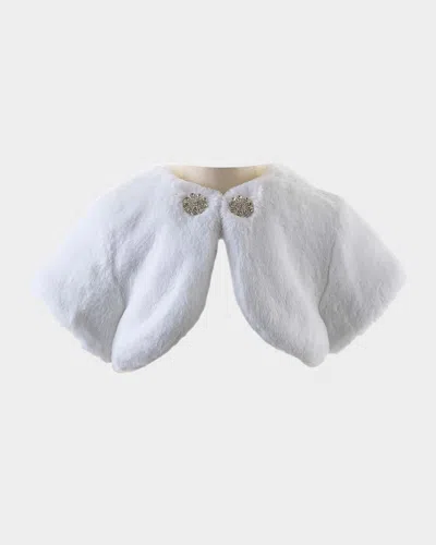 Rachel Riley Kids' Girl's Diamante Faux Fur Bolero In White