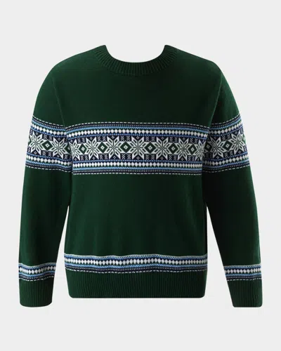 Rachel Riley Kids' Girl's Fairisle Printed Sweater In Green