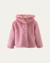 Rachel Riley Girl's Faux Fur Hooded Jacket In Pink