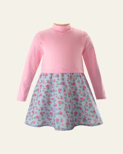 RACHEL RILEY GIRL'S FLORAL-PRINT JERSEY TURTLE NECK DRESS
