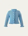 Rachel Riley Girl's Frill Cardigan In Blue
