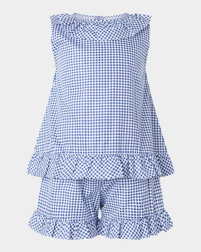 Rachel Riley Kids' Girl's Gingham Frill Top & Shorts Set, Size