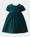 Rachel Riley Girl's Holly Embroidered Dress In Green