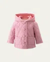 Rachel Riley Girl's Quilted Hooded Jacket In Pink