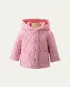 Rachel Riley Girl's Quilted Hooded Jacket In Pink