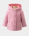 Rachel Riley Girl's Quilted Hooded Jacket In Pink