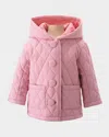 Rachel Riley Girl's Quilted Hooded Jacket In Pink