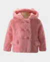 Rachel Riley Girl's Hooded Teddy Coat In Pink
